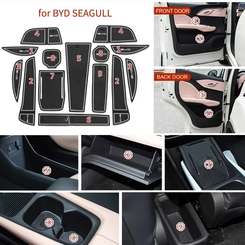 Per BYD Seagull 2023-2024 Antiscivolo Cancello Slot Zerbino Porta Scanalatura Pad Portabicchieri Accessori Interni In Gomma