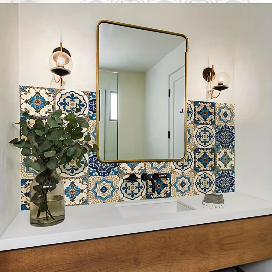 Mosaic Tile Stickers Kitchen Bathroom Waterproof Wall Peel and Stick Vinyl Stickers Self-adhesive Renovation  Wall Decoration
