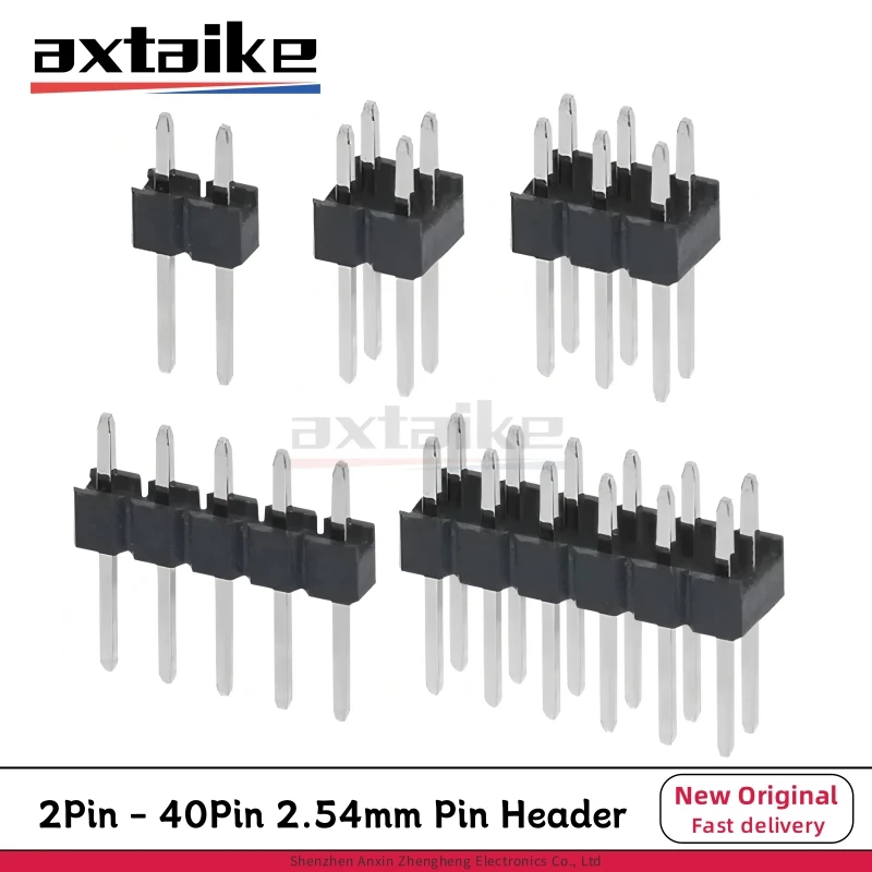 20PCS 2.54mm Pin Header Female Header PCB Connector 2P 3P 4P 5P 6P 7P 8P 9P 10P 12P 14P 15P 16P 20P 40Pin Single/Double Row Male