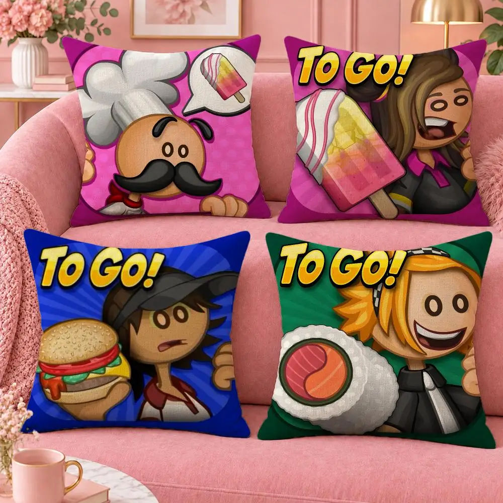 Game Cooking Papa's Games Cushion Cover Cute Cartoon Throw Pillow Cover Soft Plush Cushion Cover Sofa Bedroom Home Decor