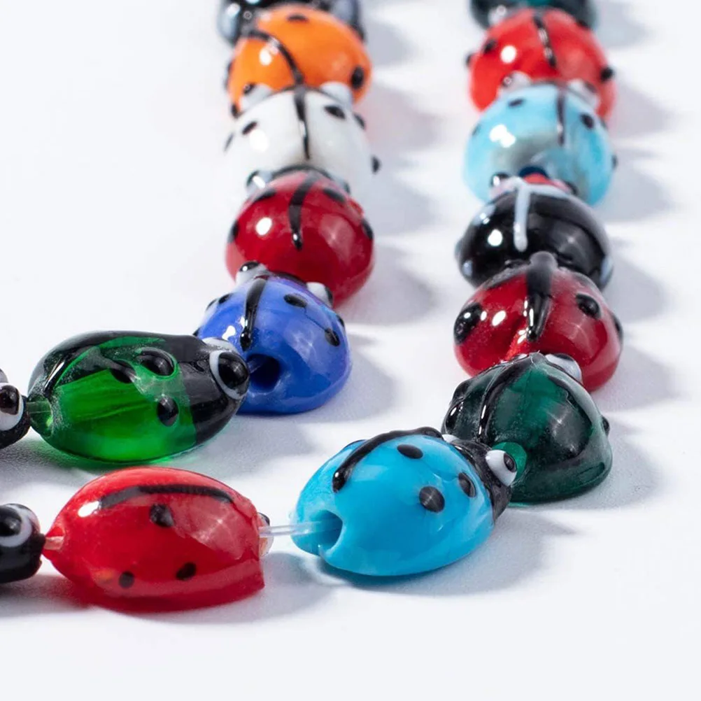 

50Pcs Ladybug Glass Beads DIY Decor Insect Jewelry Handmade Crafts Festival namental Exquisite Beads Bracelet Necklace Dream