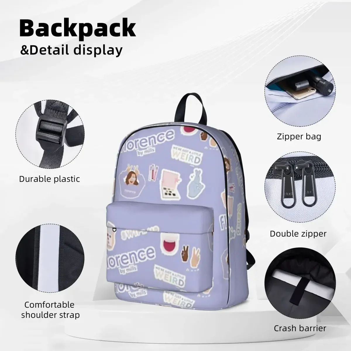 Florence By Mills - Cute Backpack Backpack Waterproof Student School Bag Laptop Rucksack Travel Rucksack Large Capacity Bookbag