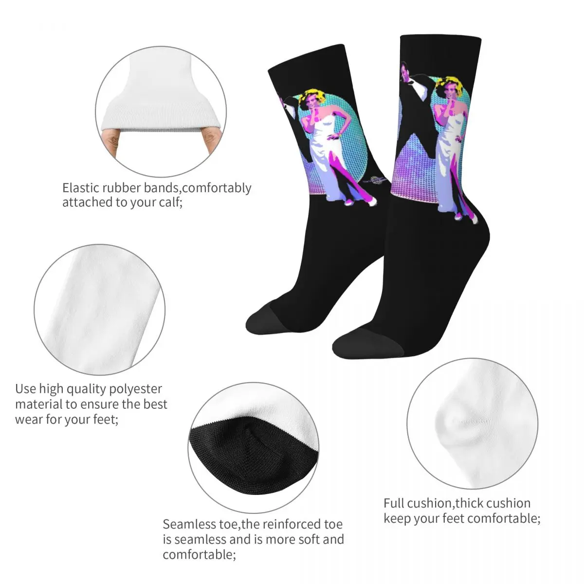 Retro Moonlighting TV Series Design Crew Socks Accessories for Female Cozy Print Socks