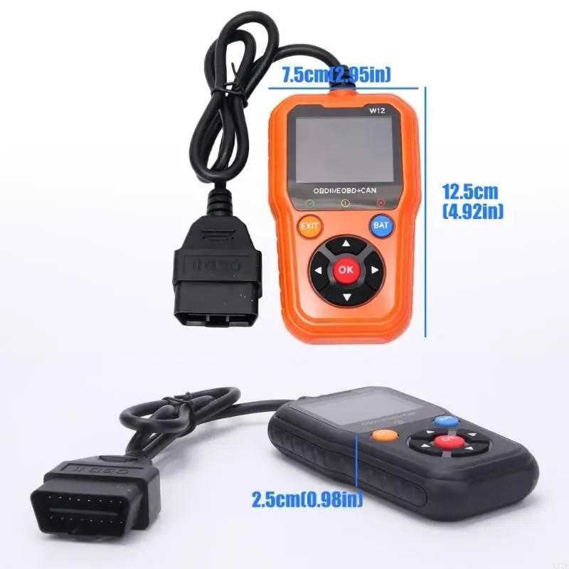Engine Fault Diagnostic Tool for 12V Gas Vehicles with a Color Display, Physical Controls, and Fixed Cable for Direct Use X37F