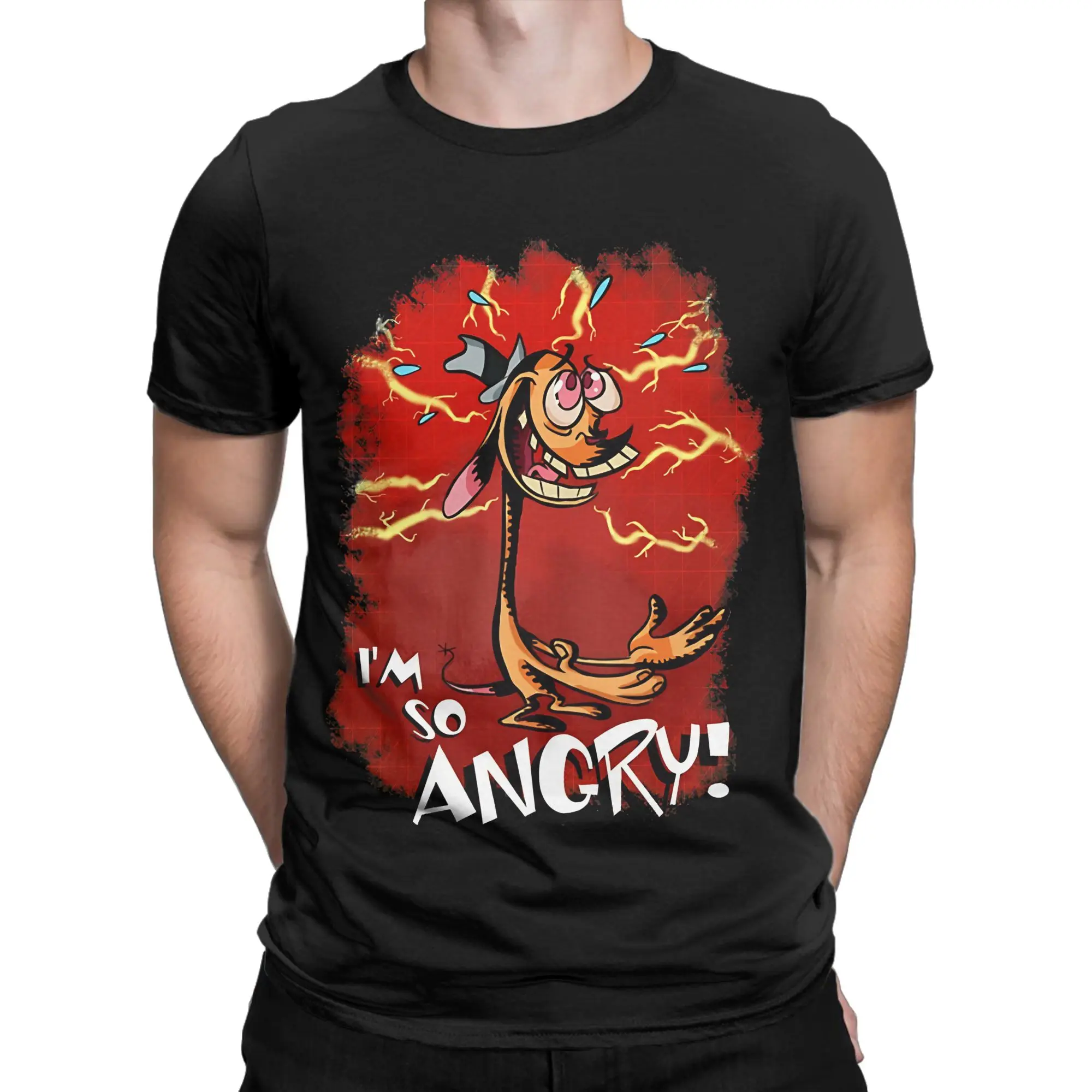 I'm so Angry  Novelty 100% Cotton T-Shirt R-Ren & Stimpy Tees Tops For Men
