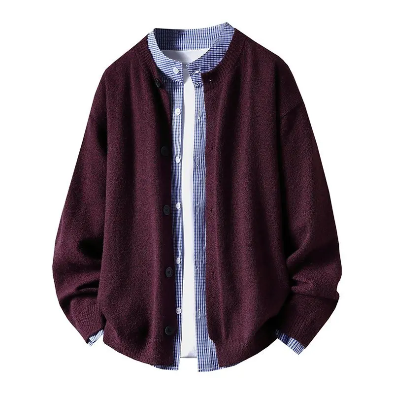 

Кардиган из 2 предметов, мужская одежда, весенняя новая мода, клетчатые мужские повседневные свитера с длинными рукавами, универсальные свитера с круглым вырезом Pull Homme