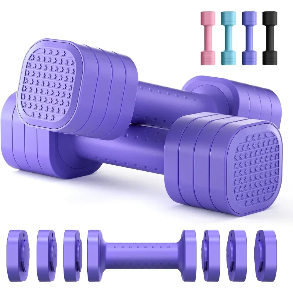 

Adjustable Dumbbell Set of 2, 4 in 1 Free Weights Dumbbells Set for Women, Each 2lb 3lb 4lb 5lb with TPU Soft Rubber Handle