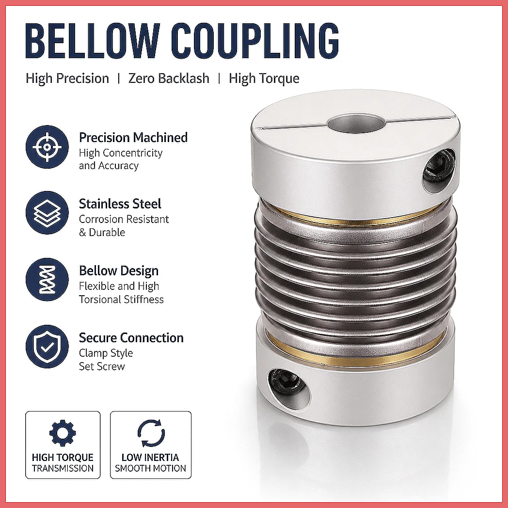 D55 L72 Clamping Hub Bellows Coupling Rigid Shaft Coupler Motor Connector High Torque Precision CNC Servo Coupling
