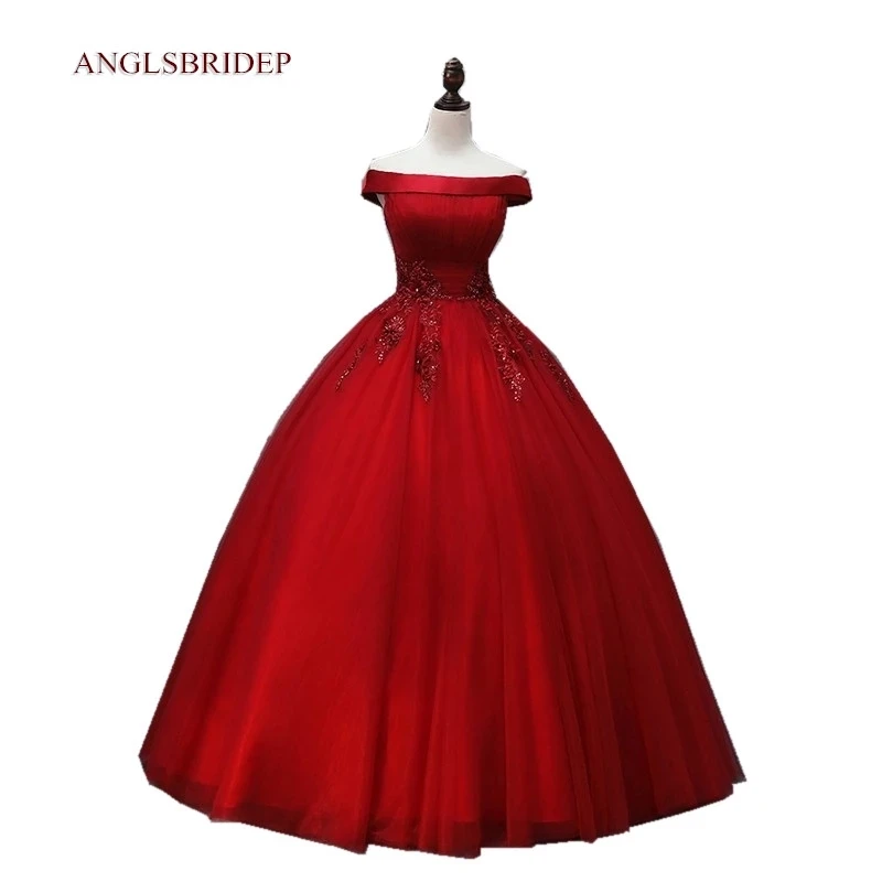 

Sexy Burgundy Ball Gown Quinceanera Dress Tulle 3D Flower Vestido De 15 Anos Baile Sweet 16 Dress Formsal Princess Party Gowns