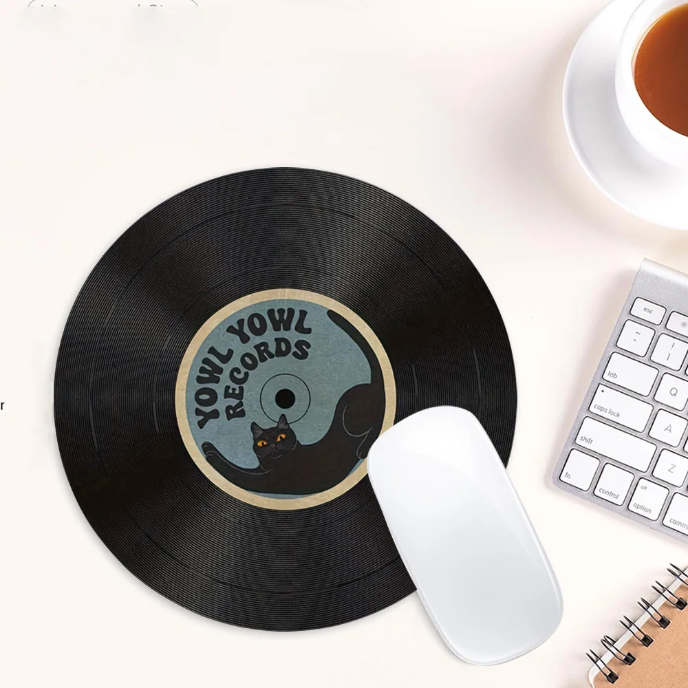 

Vintage Vinyl Record Mouse Pad Desk Accessories Desk Pad Rubber Base with Stitched Edge Mousepad Non-Slip Mousepad for Office