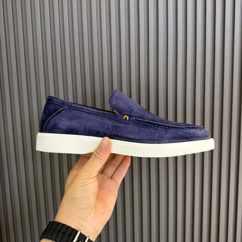 Zapatos deportivos informales con parte superior de cuero de gamuza de ternera de alta calidad para hombres italianos con parte superior de cuero de color arena