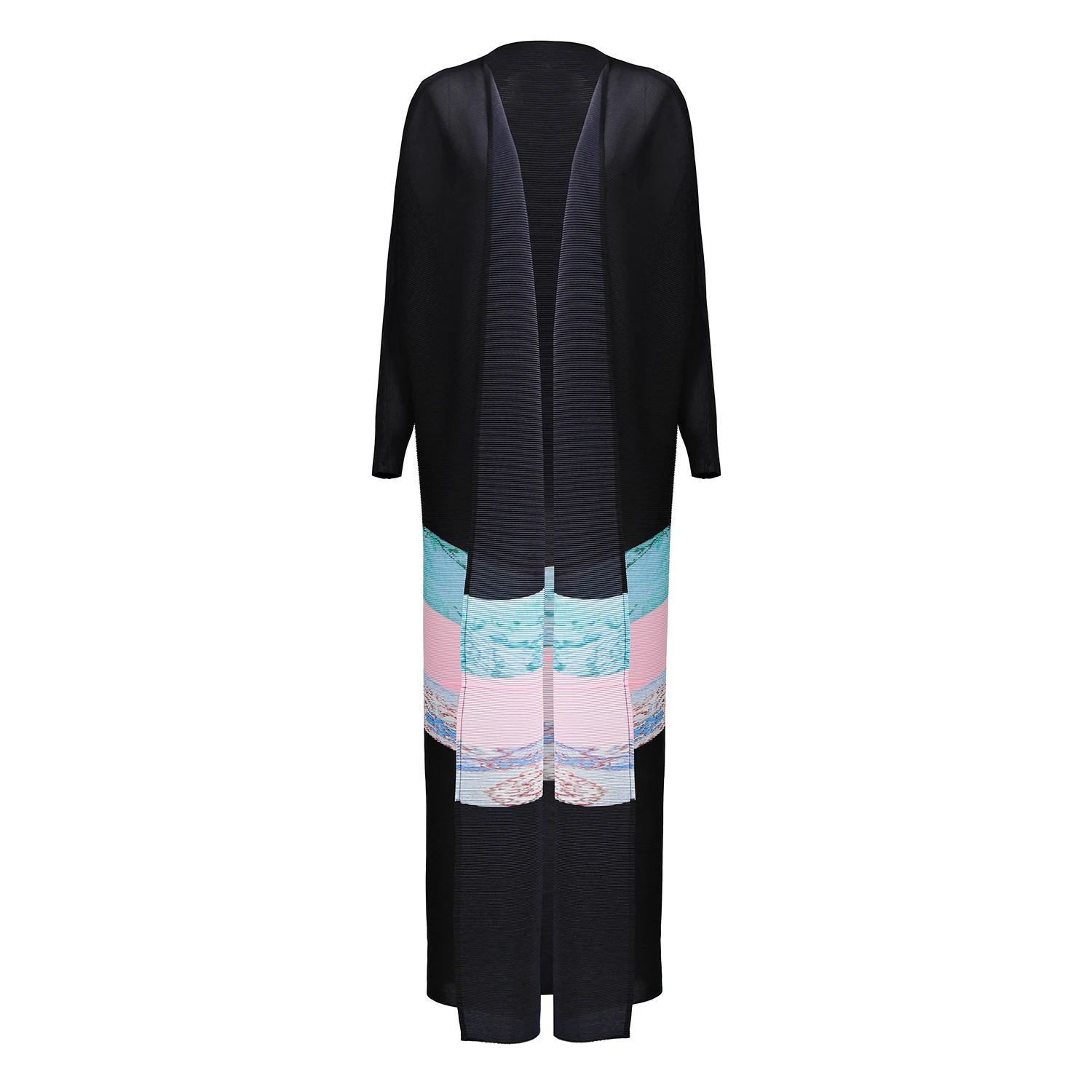 Latest 2024 Pleated Long Coat Windbreaker Casual Style Printed Women's Long Cardigan Fashion Pleated Robe