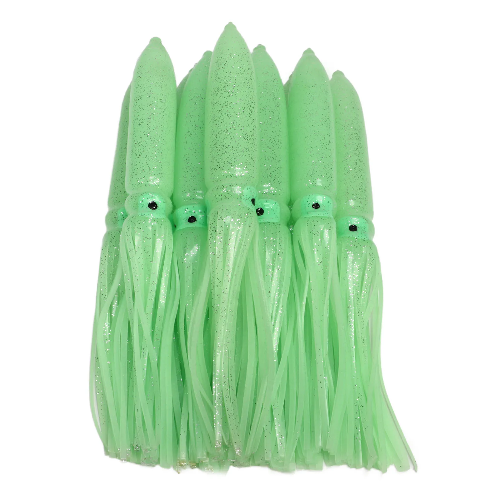 10Pcs Squid Lure 30cm Silicone Lifelike Luminous Squid Skirt Fishing Bait with Hook