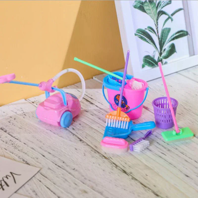 9pcs Doll Toys Tools House Mop Clean Cleaning Mini Kit Broom High Quality Durable Material Easy to Use Perfect for Home