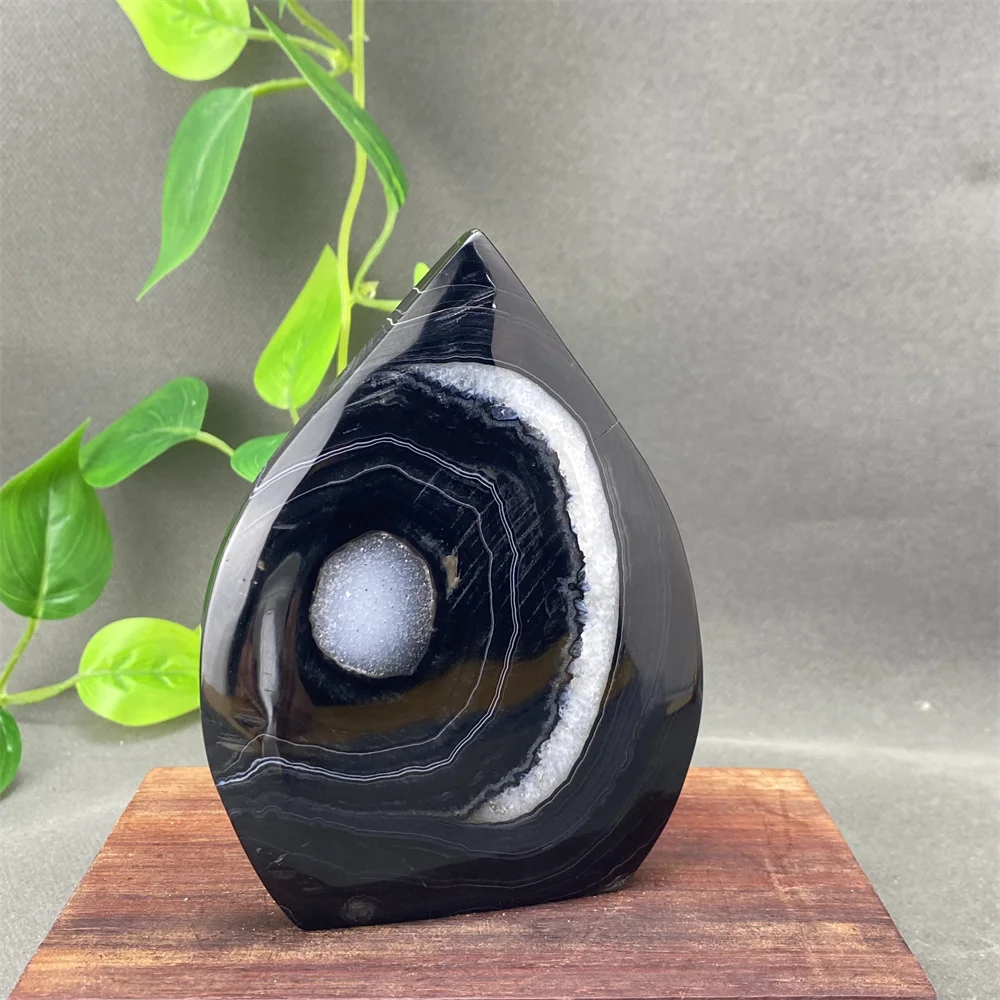 New Natural Black Agate Crystal Cave Ornaments Meditation Healing Stone Cave Specimens Torch Home Decoration Gifts