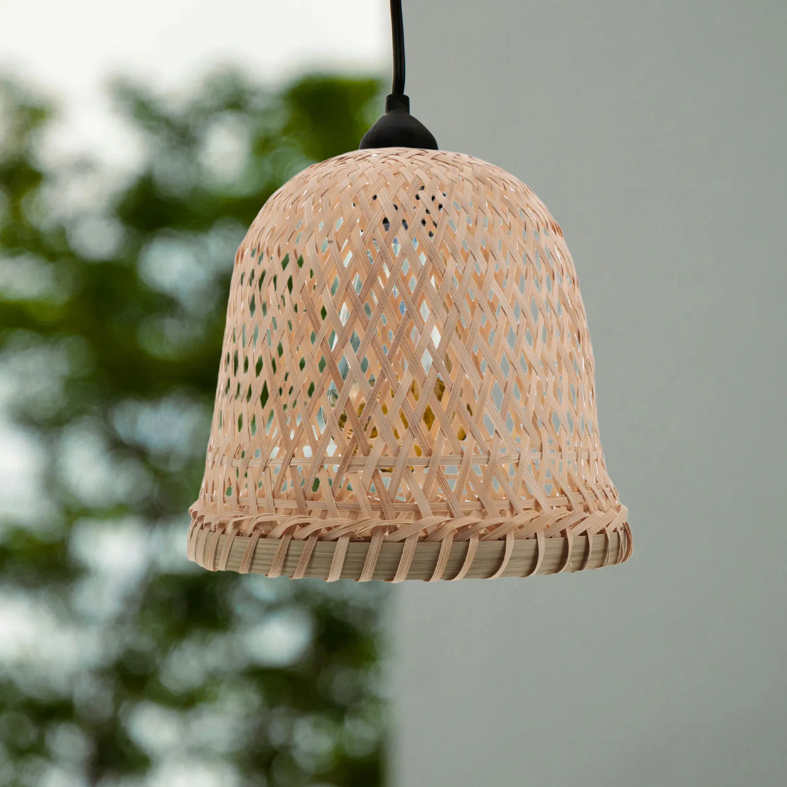 Handwoven Bamboo Lampshade Vintage Light Shade Decorative Rustic Boho Country Style Lamp Cover for Home Hotel Bamboo Lantern