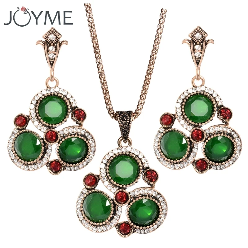 New Luxury Imitation Vintage Jewelry Sets For Women Bridal Wedding Jewelry Indian Ethnic Turkish Engagement  Wedding Accessories