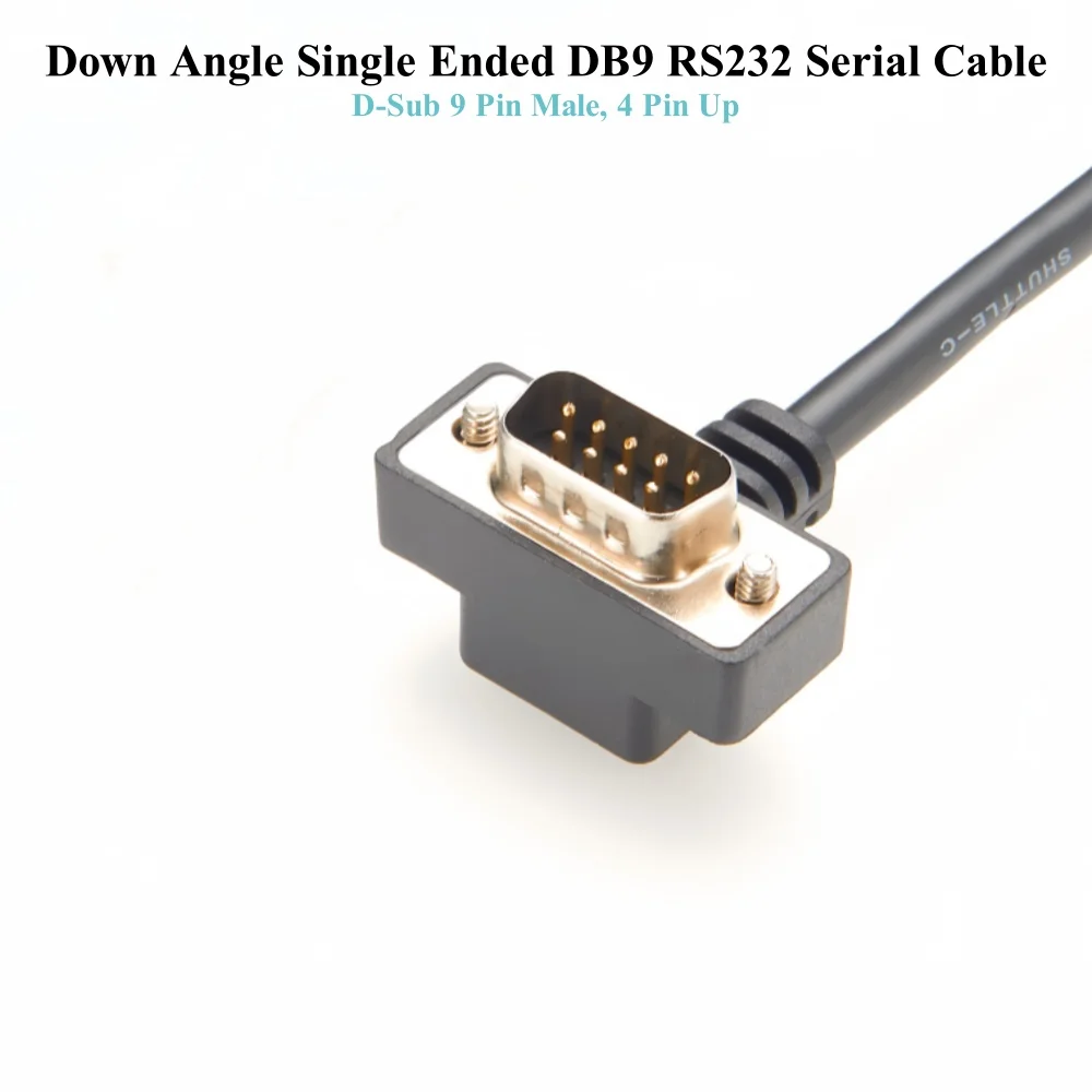 

Угловой односторонний последовательный кабель DB9 RS232, угол 90 градусов вниз, 9-контактный разъем D-Sub, кабель последовательной связи с портом RS232 COM, 1 м