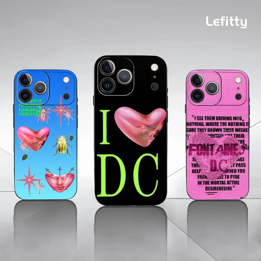حافظة هاتف فونتينز دي سي رومانس لهاتف آيفون 17 16 15 14 13 12 11 Pro Xs Max Mini XR X Plus غلاف ناعم أسود بلوري Funda #1