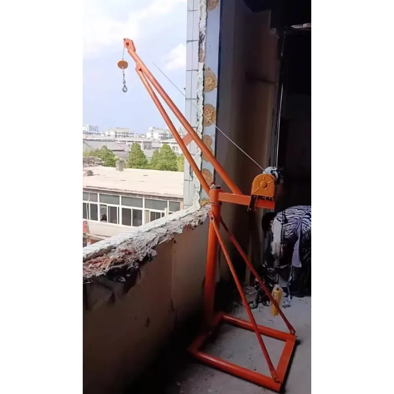 Foldable Portable Workshop Crane Square Mobile Tube Outdoor Mini Crane Small Feeding Machine Crane