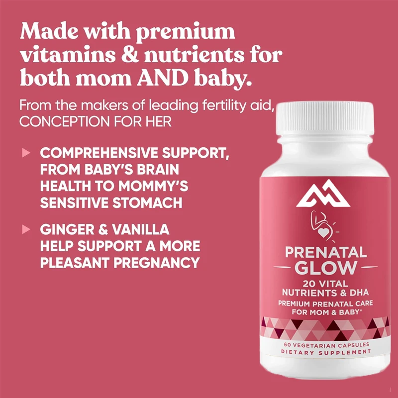 Women's Prenatal Vitamin 20 in 1 Essential Nutrients for Healthy Pregnancy and Fetal Development -Folic Acid and DHA 60 Capsules