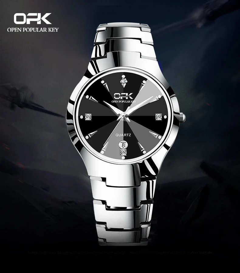 OPK 8105 Diamond Quartz Men's Watch Fashion Waterproof Date Stainless Steel Business Watch Minimalist Casual Brand Men's Watch