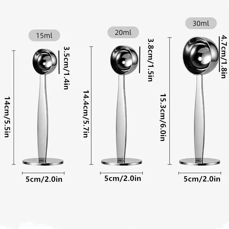 Powder Hammer Tamper For Measuring And Tamping 2-in-1 Stainless Steel Coffee Scoop 15/20/30ml Tamping Dual-Purpose Coffee Spoon