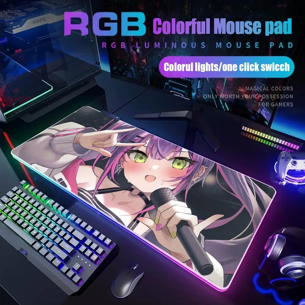 

hololive tokoyami towa Mouse Pad Gamer Rgb Desk Mat Back Light Led Setup Gaming Accessories Deskmat Big Mousepad Backlight