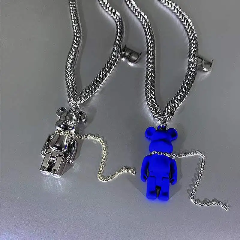 Hot Bears Necklace Female Klein Blue ins Hip Hop Little Male Accessories New Cool Style pendant jewelry collar de mujer pendants