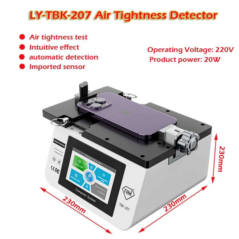 LY-TBK-207 Smart Air Tightness Detector Control for Cell Phone Sealing Detection Vacuum Mode Pressure Test Tool 20W 220V