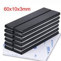 Waterproof Strong Bar Magnets, Strong  Earth Magnets with Epoxy Coating and Double- Sided Adhesive 60x10x3 mm