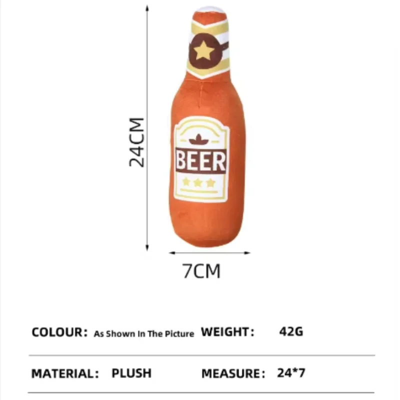 Giocattolo da masticare per cani in peluche a forma di bottiglia di birra Squeaky Interattivo resistente ai morsi Forniture per animali domestici per cani da piccola a grande taglia Denti Clea