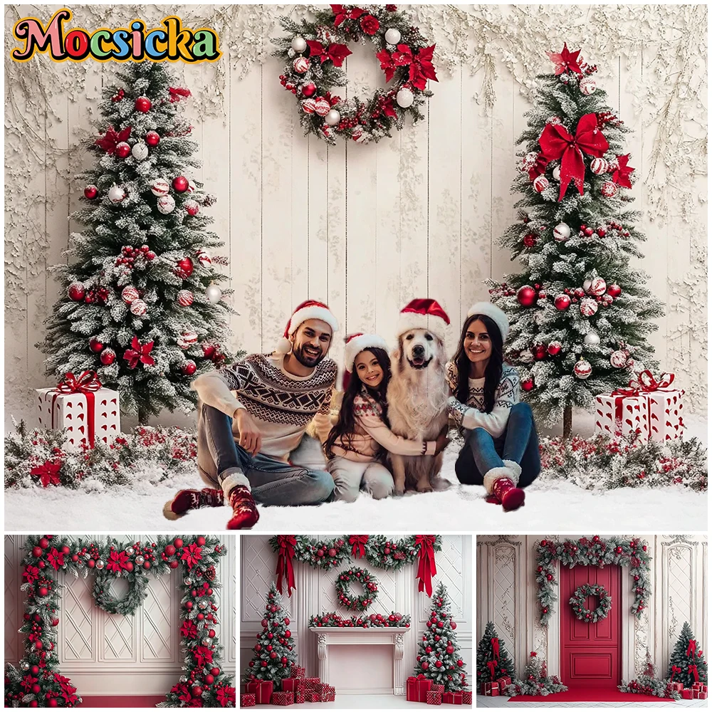 

Mocsicka New Year Backgrounds Christmas Tree Classical Art Wall Decorations Winter Snow Birthday Photography Backdrops Wallpaper