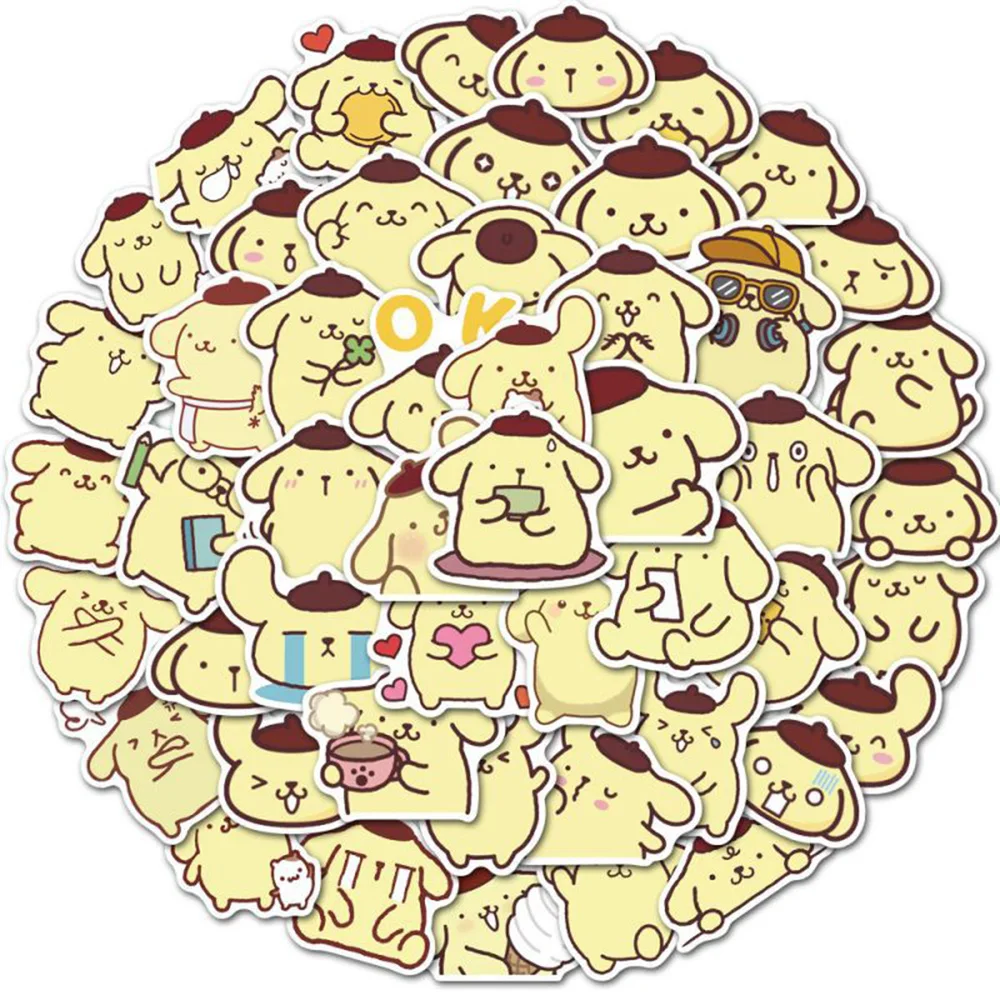 10/30/50pcs Kawaii Cartoon Sanrio Pompom Purin Stickers Cute Graffiti Decals for Kids Toy Skateboard Phone Guitar Anime Sticker