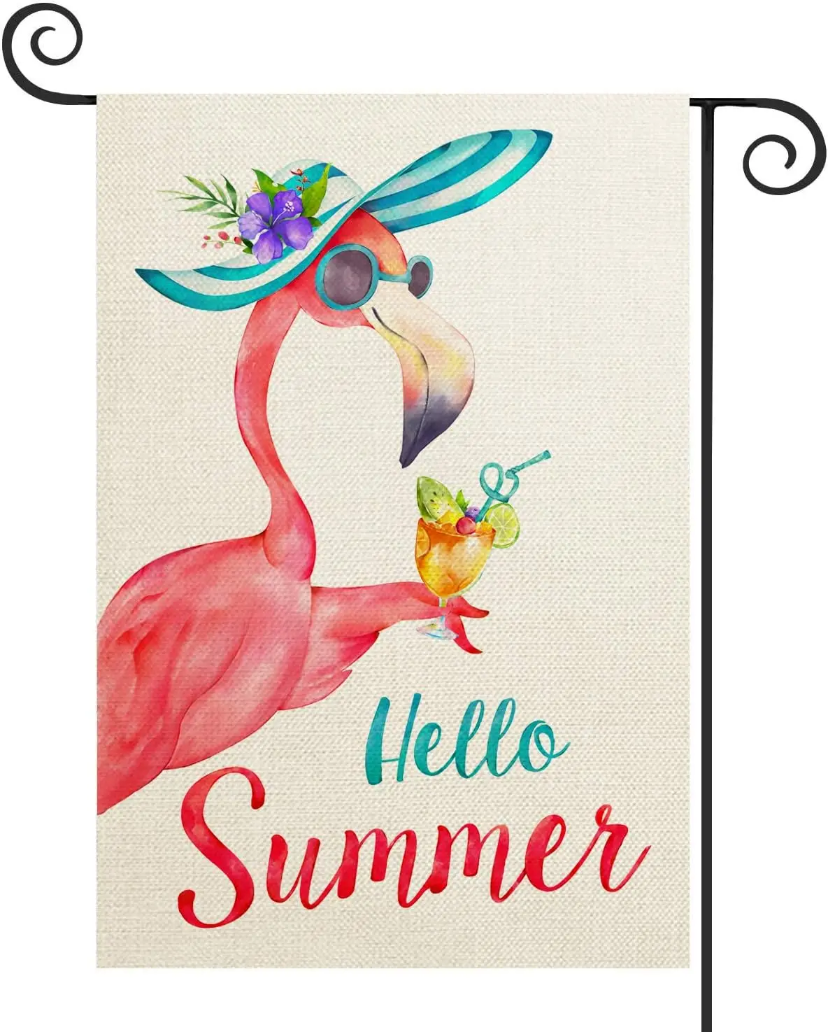 Summer Garden Flags 12x18 Double Sided, Vertical Burlap Hello Summer Flamingo Garden Flag, Yard Flag for Home Outdoor Season yyi