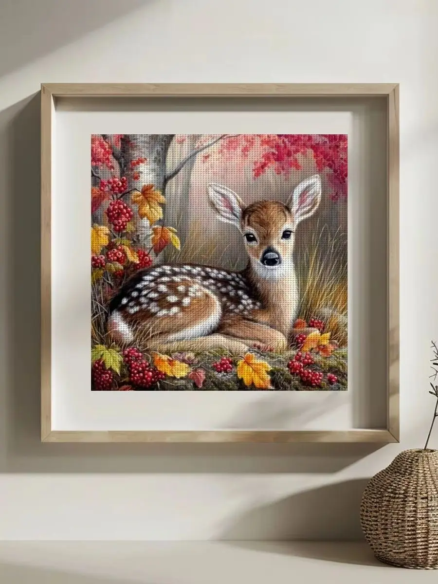 1 Stück 30x30 cm/11,8 Zoll Sika-Hirsch Gestempeltes Kreuzstich-Set DIY-Kit 11/14/16CT DIY-Stickset Kreuzstich-Set als Geschenk – Detail 1