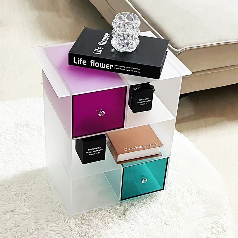 Joylove New Creative Acrylic Small Apartment Bedside Table Children's Modern Minimalist Color Sofa Side Table Coffee Table