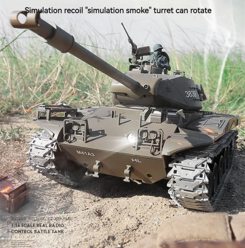 รถถังของเล่นบังคับวิทยุ Hot Heng Long 3839-1 รุ่นจำลองการแข่งขัน น้ำหนักเบา ของขวัญรถถังต่อสู้อเนกประสงค์ รถของเล่นต่อสู้