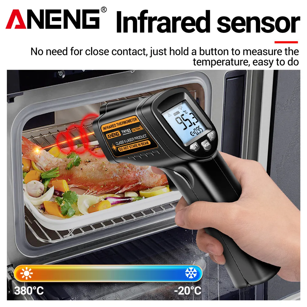 ANENG TH103 infrared thermometer laser Class II Laser Temperature Sensor Testers Gun -20°C~380℃ Industrial Thermal Tube Testing