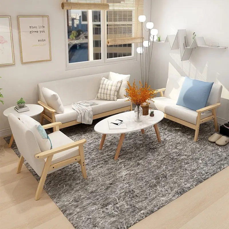 Japanese-style sofa small apartment simple log wind double chair leisure rental room bedroom mini single two people small