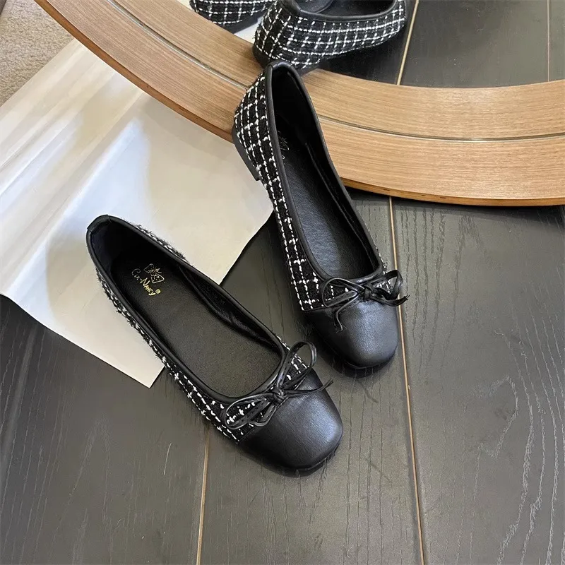 Top Quality Women Summer Flat Shoes Casual Breathable Comfortable Mary Janes Shoes Fabric Upper Bow Decoration Ballet Flats