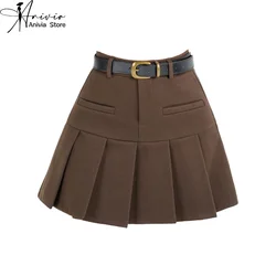Brown Skirt Ladies 2023 Autumn Clothes Women's High Waist Harajuku Korean Style Black Mini Pleated Skirt For School Girl Uniform