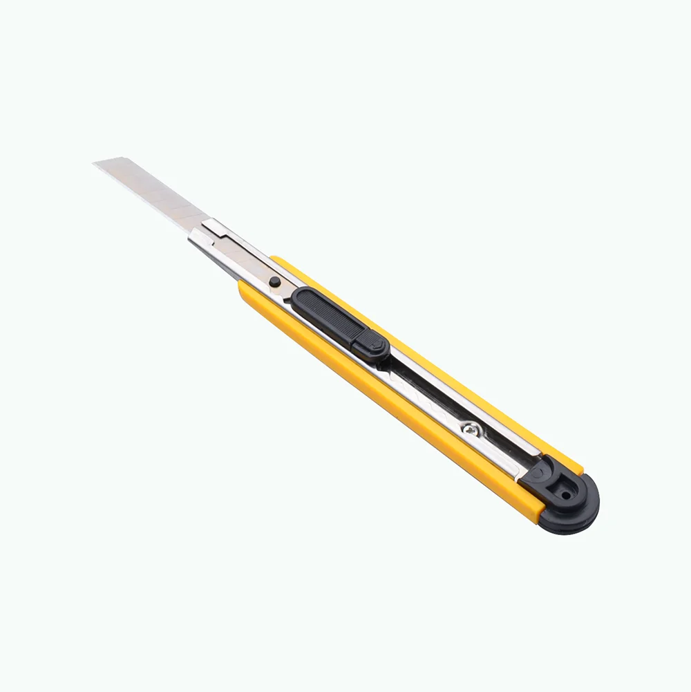 

Utility Knife 9mm Snap off Blade Retractable Paper Box Cutter High Carbon Steel Art Pocket Knifes Self-Locking Stationery Tool