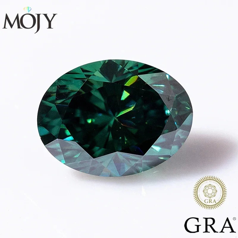 

MOJY Oval Cut Green Color Moissanite Loose Stone Gemstones 0.1ct~8ct Excellent Cut with GRA Pass Diamond Tester Jewelry Material