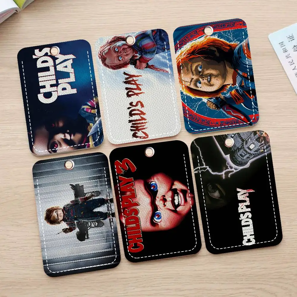 Horror Movie Child Play PU Soft Leather Rectangular Key Card Holder Induction Elevator Protection Cover Youth Faion Accory