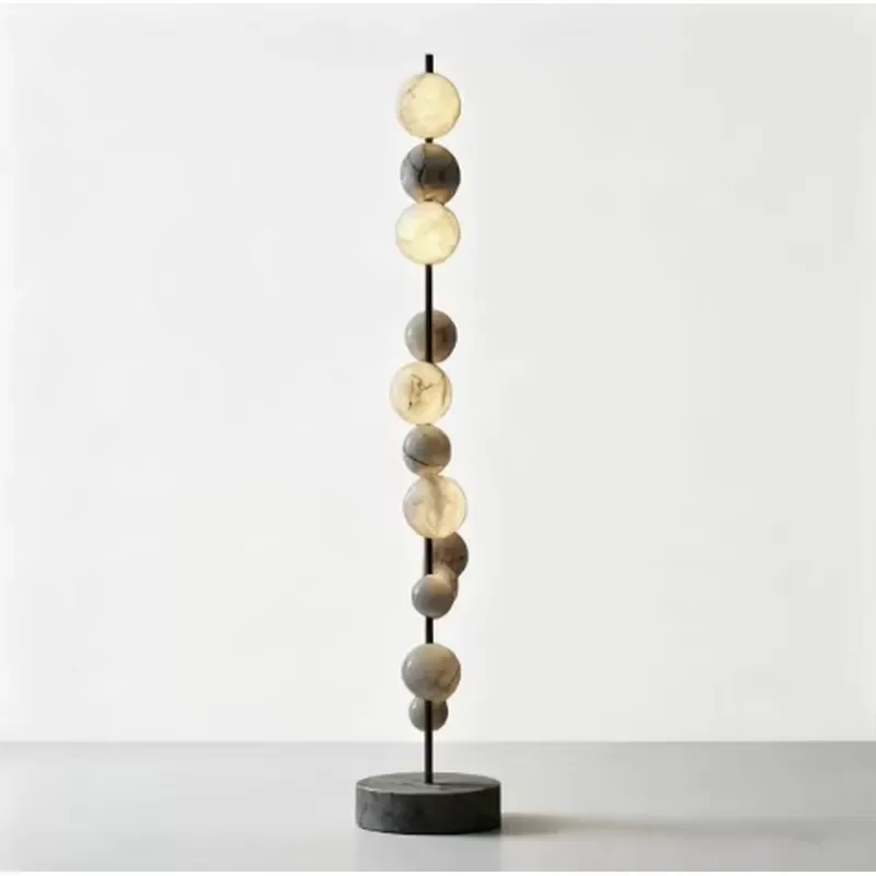 Designer Natural Alabaster Floor Lamp Metal Frame Sphere Stone Ball Standing Lamp Home Decor Living Room Bedroom Ambient