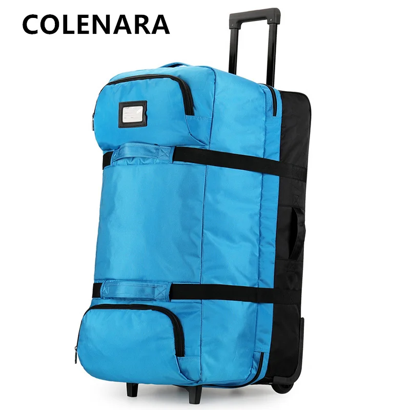 COLENARA Rollkoffer, faltbare Trolley-Tasche, Oxford-Stoff, übergroße Kapazität, Aufbewahrung, Reisetasche, Versand mit Rollgepäck