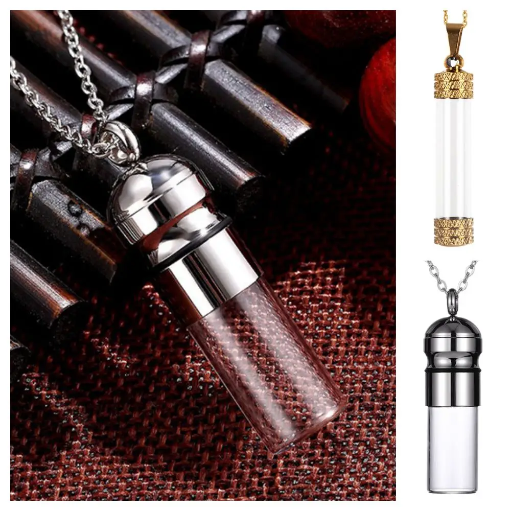 NEW Gold Silver Glass Vial Necklace For Ashes Sand DIY Ashes Urn Necklaces Essential Oil Diffuser Gift Wishing Bottle Pendant