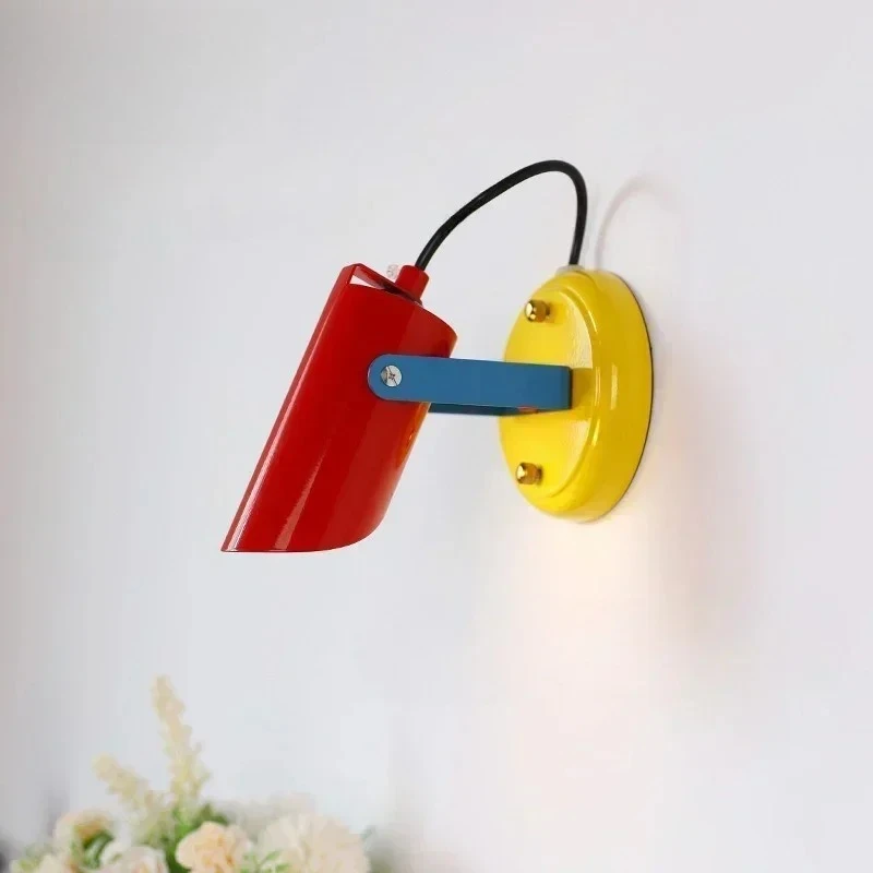 

Colorful Retro Mural Spotlight Small Sconces Wall Light Angle Adjustable Indoor Lighting Home Kid's Room Decorations Wall Lamp