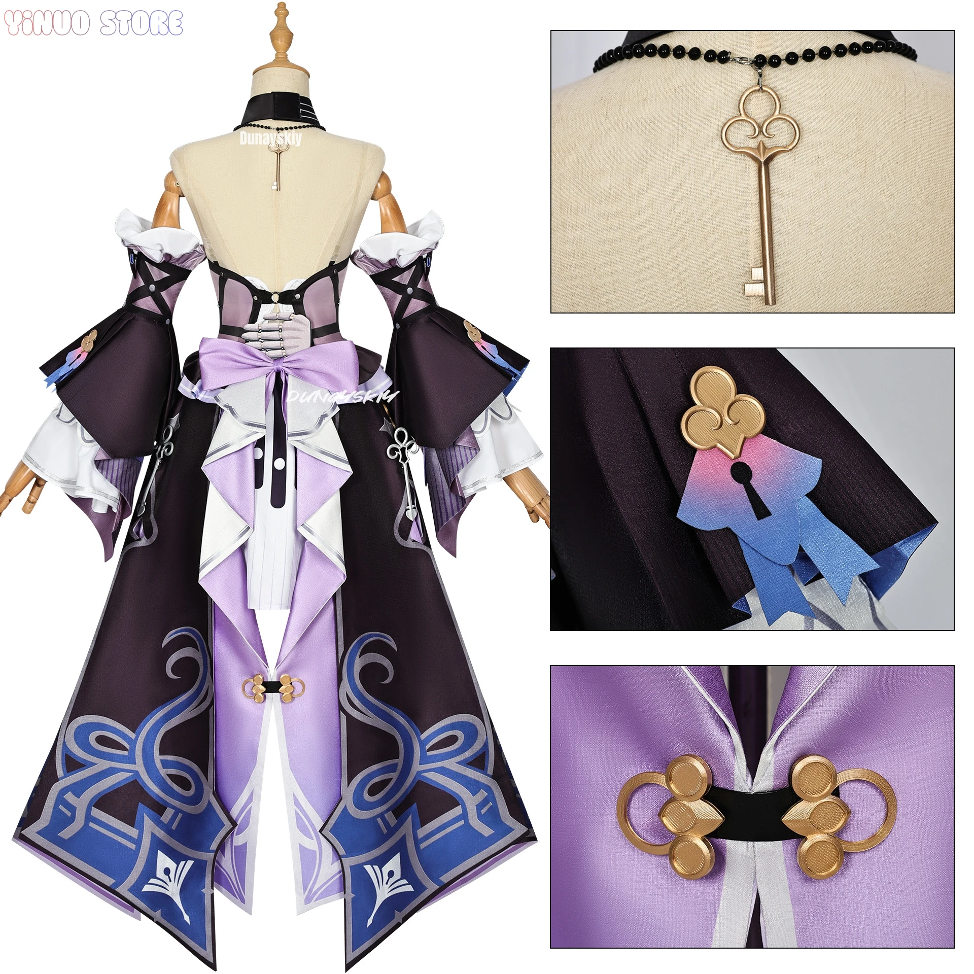 هونكاي ستار رايل هيرتا أزياء تنكرية شعر مستعار لعبة فستان موحد قبعة سحرية أغطية الرأس إكسسوارات معدنية حفلة الهالوين للنساء